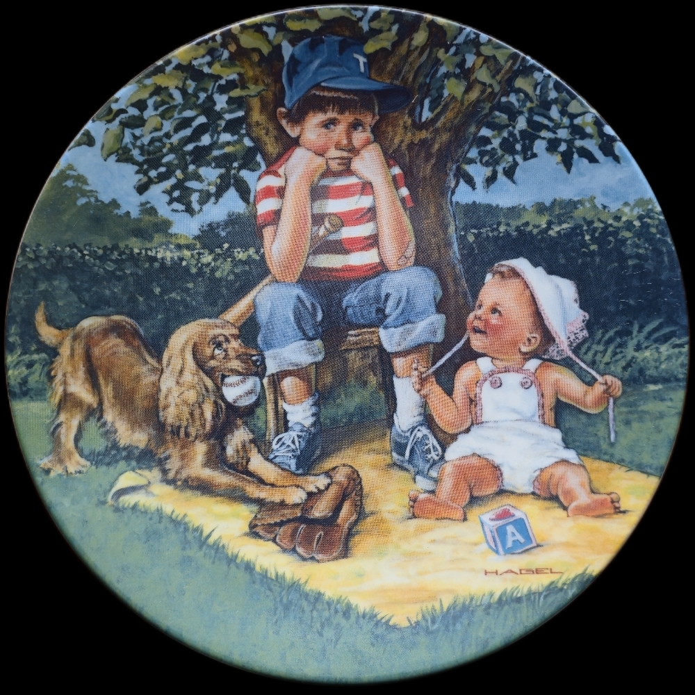 Vintage Donald Zolan Habel Decorative Plate Children Americana Nursery Wall 80s